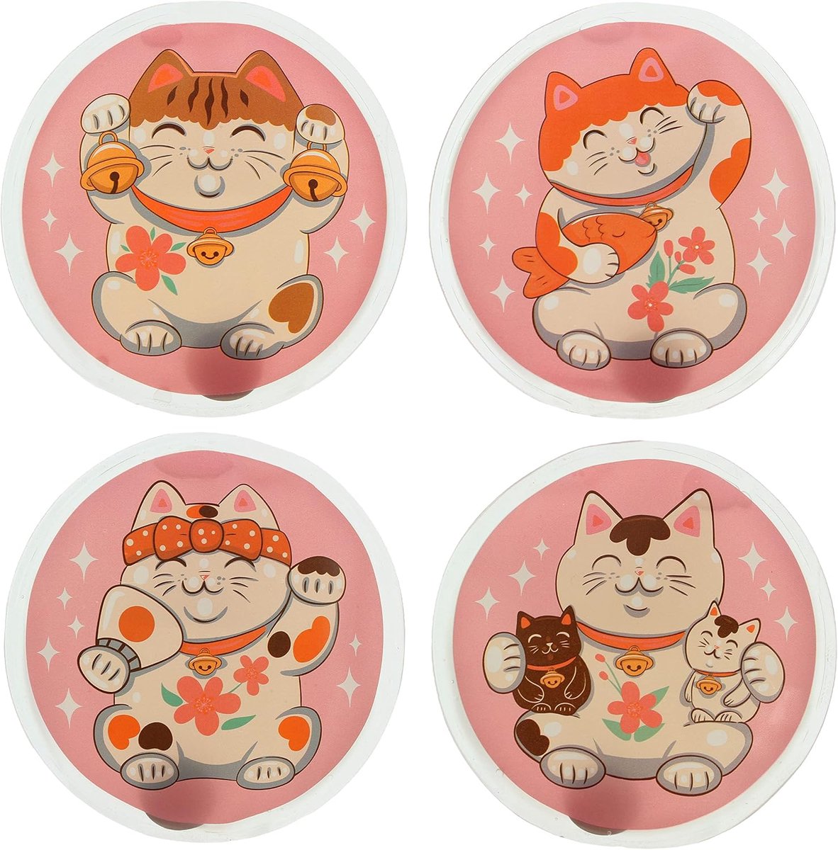 SnelShoppen - Handwarmers, Herbruikbare Warmtezakken, Set van 4, Gelukkige Katten, Ideaal voor Koude Dagen, Camping, Kinderen, Duurzaam en Milieuvrien