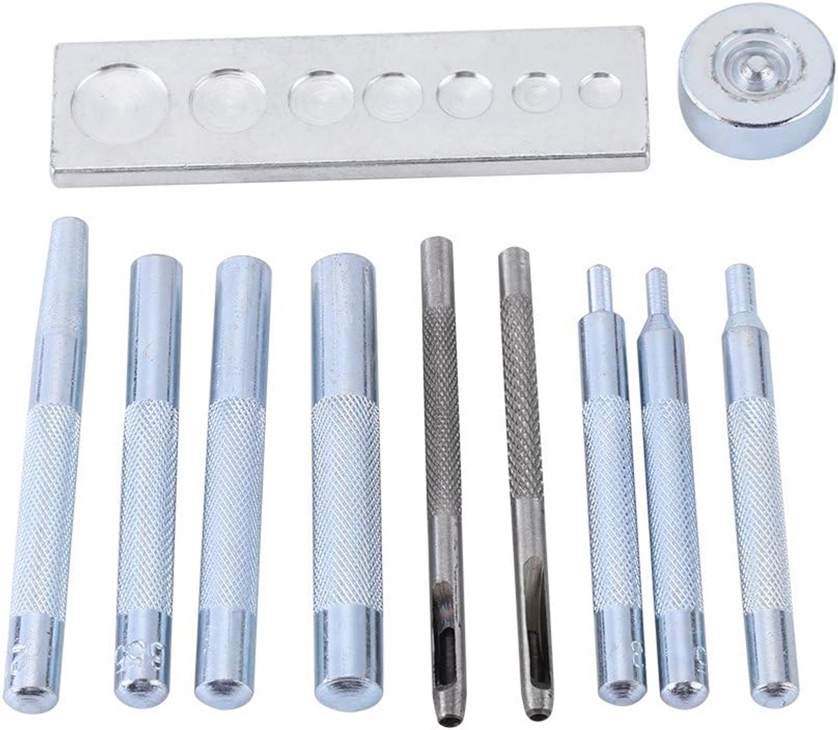 11 piece set leather snap fastener tools rivet setter round hole punching forming hand tools for leather craft diy - ShopVlot