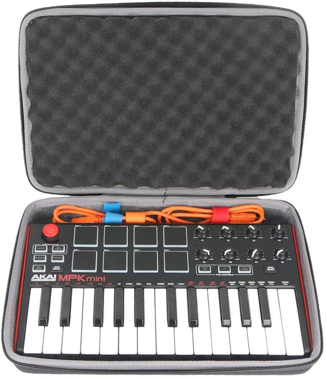 SnelShoppen - Hard Reiskoffer Beschermhoes voor USB MIDI Keyboard Controller 25 Toetsen, Met Polsband, Ideaal voor AKAI MPK Mini MKII/MPK Mini Play