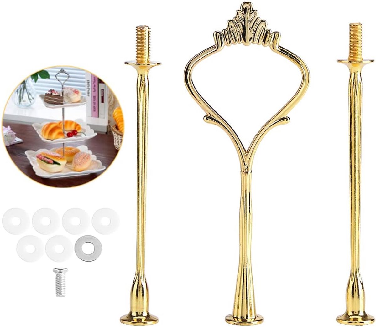 SnelShoppen - Multi-Tier Cake Stand Handle, Meerdere Laags Taart en Cupcake Tray, Standaard Handgreep, Fruit Plate Hardware voor Feest, Verjaardag en