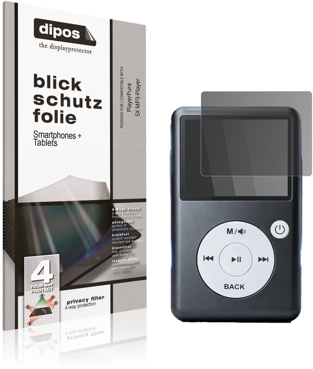 dipos – Matte Privacy Screenprotector geschikt voor PlayerPure 5X MP3-Player | Anti-Spy Beschermfolie