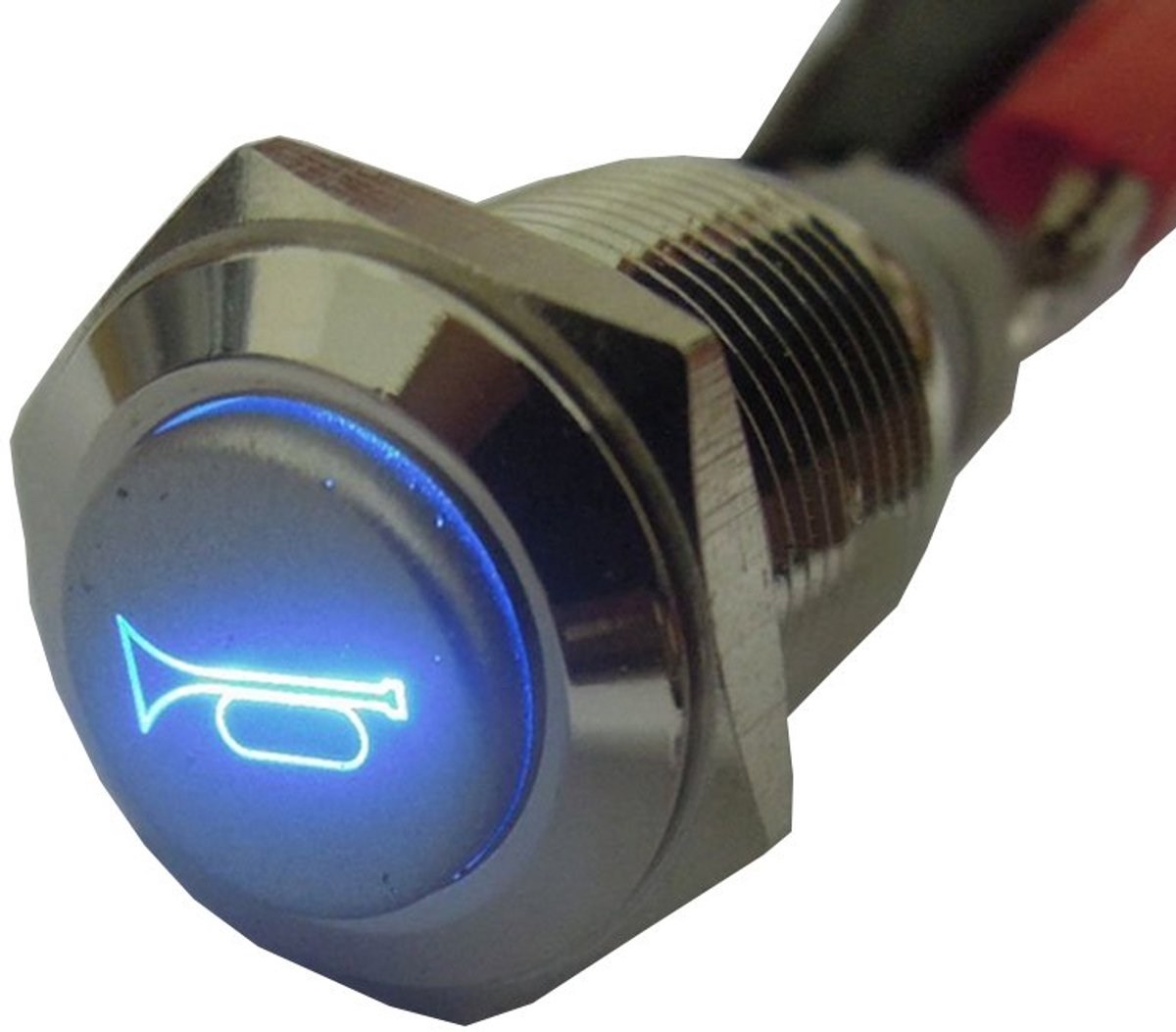SnelShoppen - Waterproof Rocker Switch 16mm 12V 3A voor Auto en Boot - Moment Switch met Blauwe LED Verlichting - RVS Drukknop met 5A Capaciteit