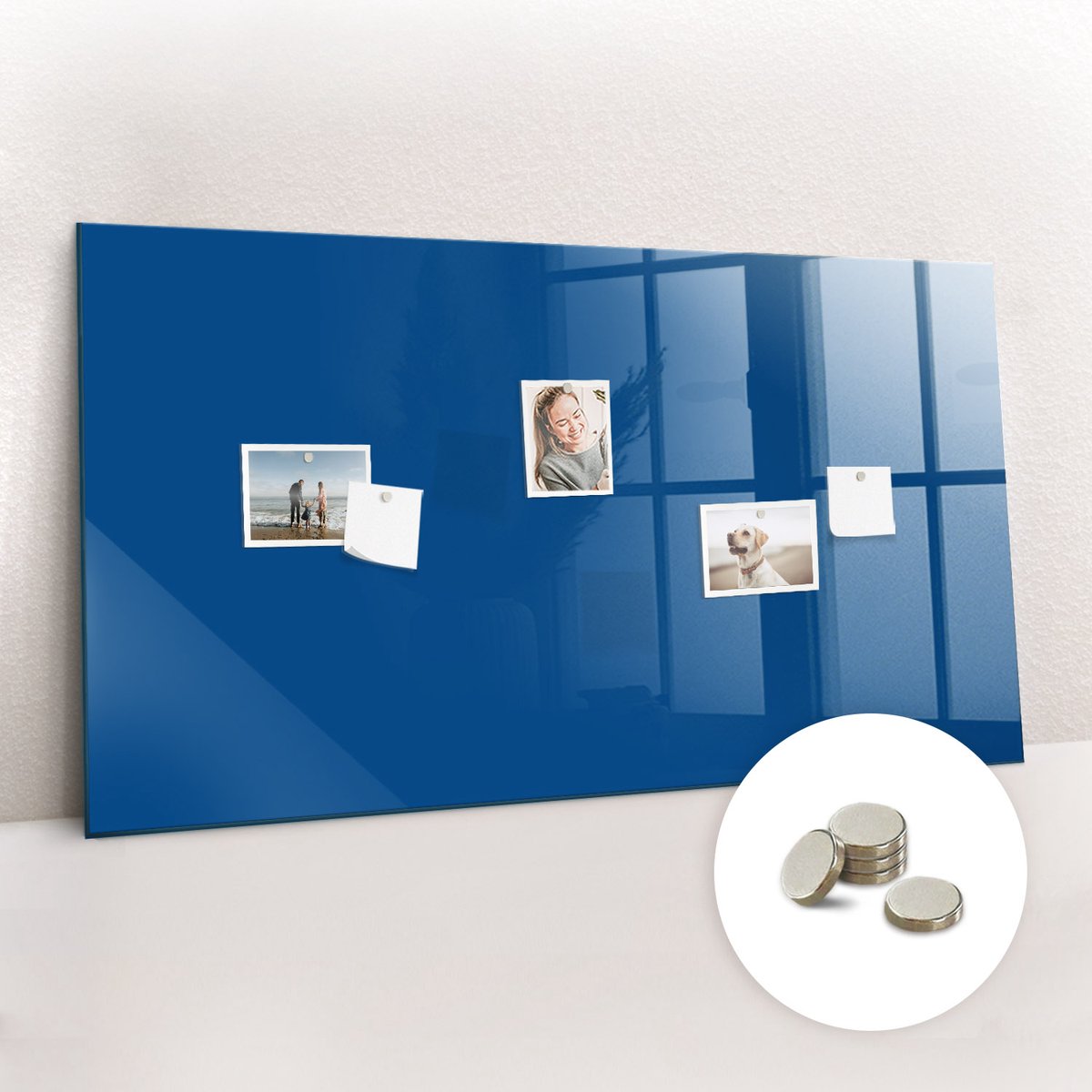 Tulup Glassboard - Blauwe kleur Magneetbord - 120 cm x 60 cm - Memobord Glas - Design Memobord - Magnetisch Wandbord Blauw - Inclusief Gratis Magneten - Magneetbord Muur - Magnetic Board