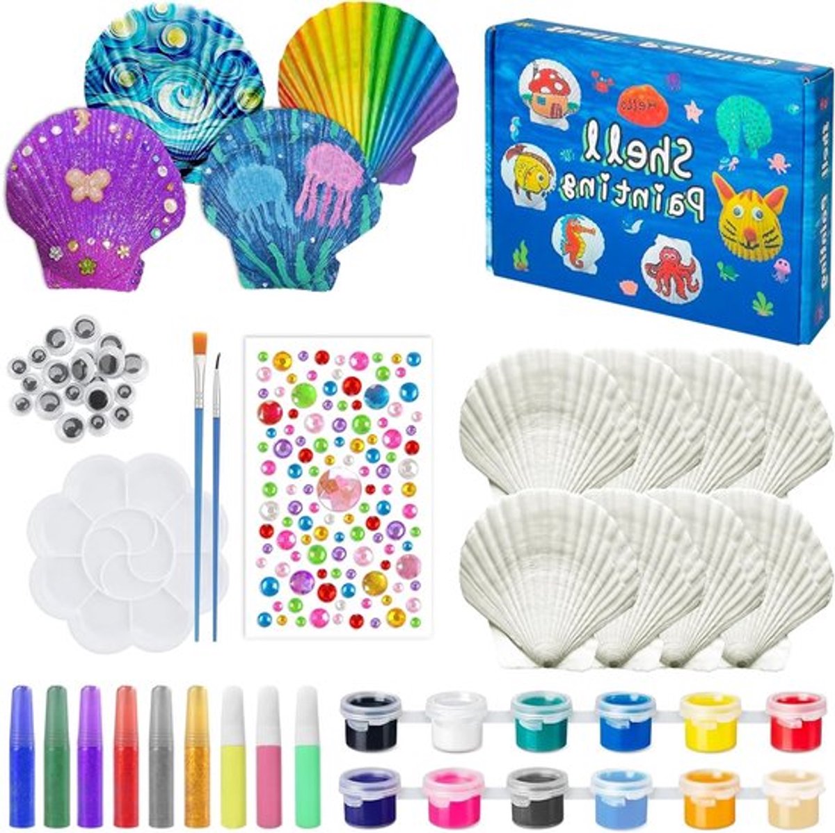 Creatieve Verfset voor Kinderen met Schelpen - Kunstzinnige Knutselset voor Meisjes van 4 tot 12 Jaar, Perfect als Verjaardagscadeau