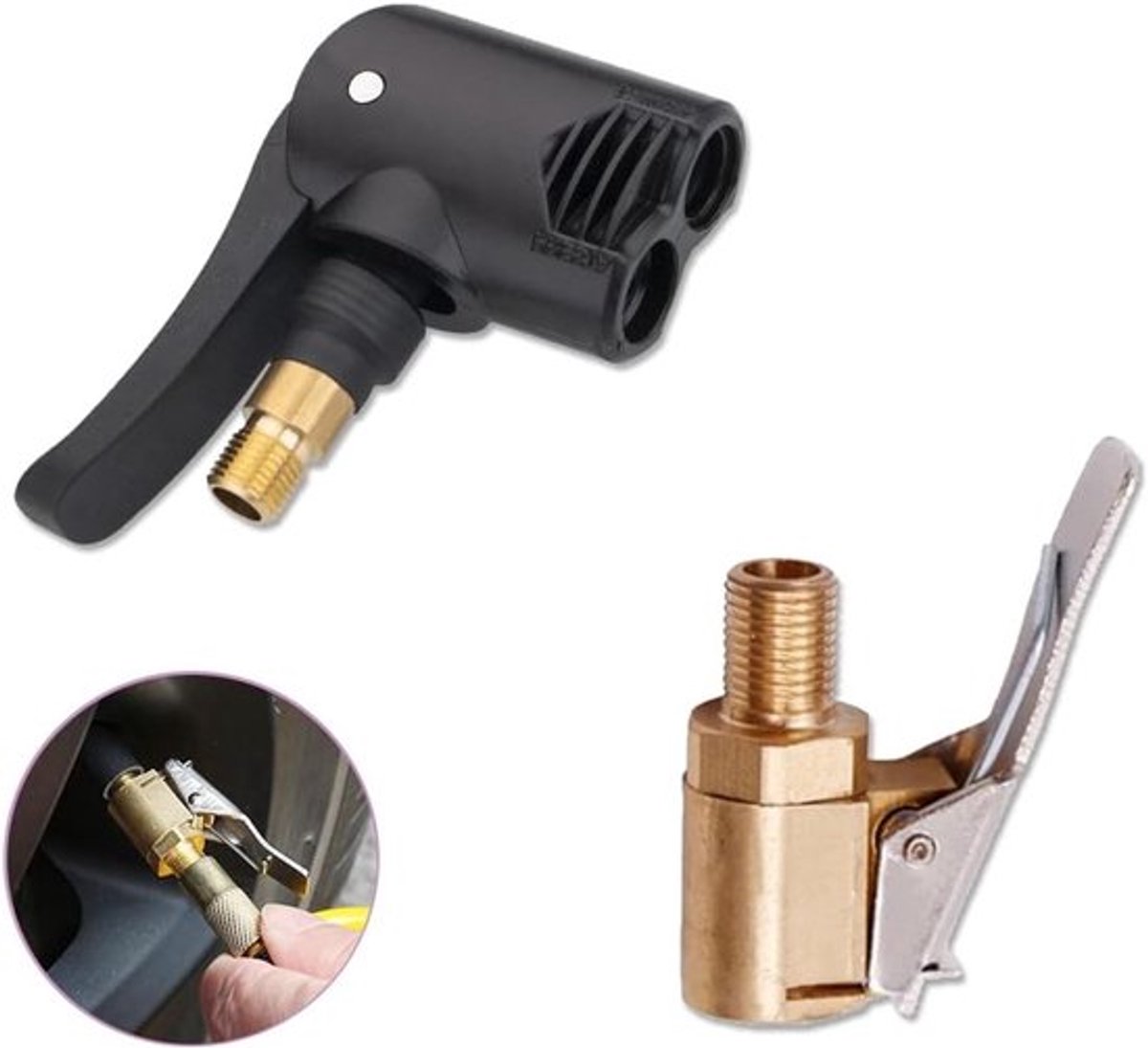 2 Stuks Ventiel Lever Plug voor Auto's - Luchtpomp Adapter voor Banden, Ventiel Aansluiting en Lucht Chuck voor Auto's