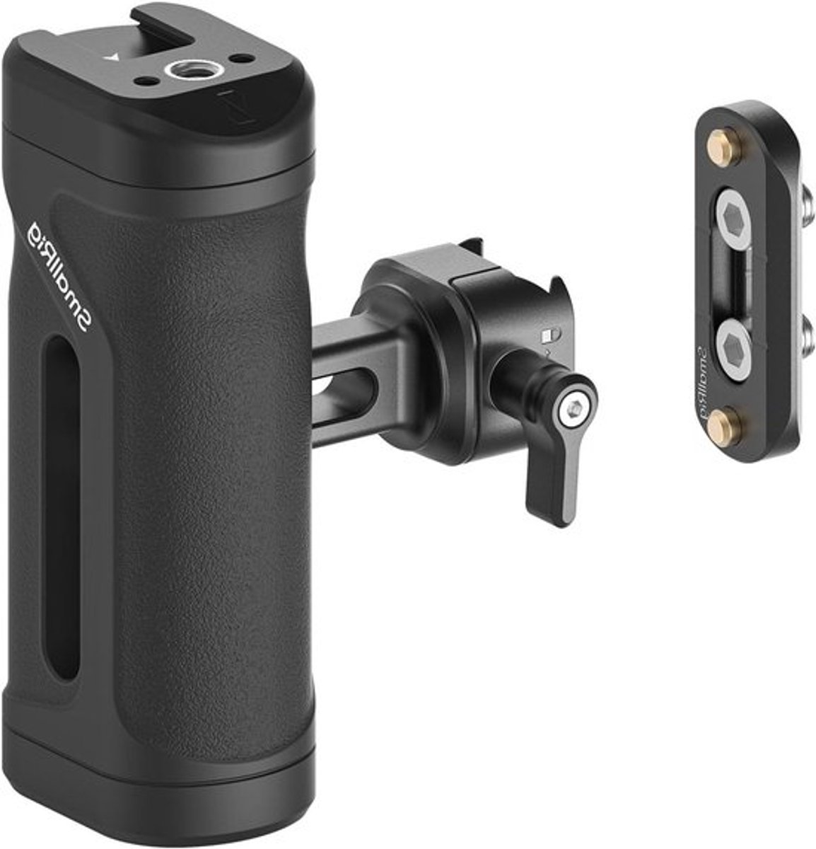 Mini zijhandgreep met NATO-klem en rail, Verstelbare hoogte, Geschikt voor linkshandig en rechtshandig, Inclusief koude schoen en draadgat, Max. Belastbaarheid 10 kg/22 lb voor camera-stabilisatie