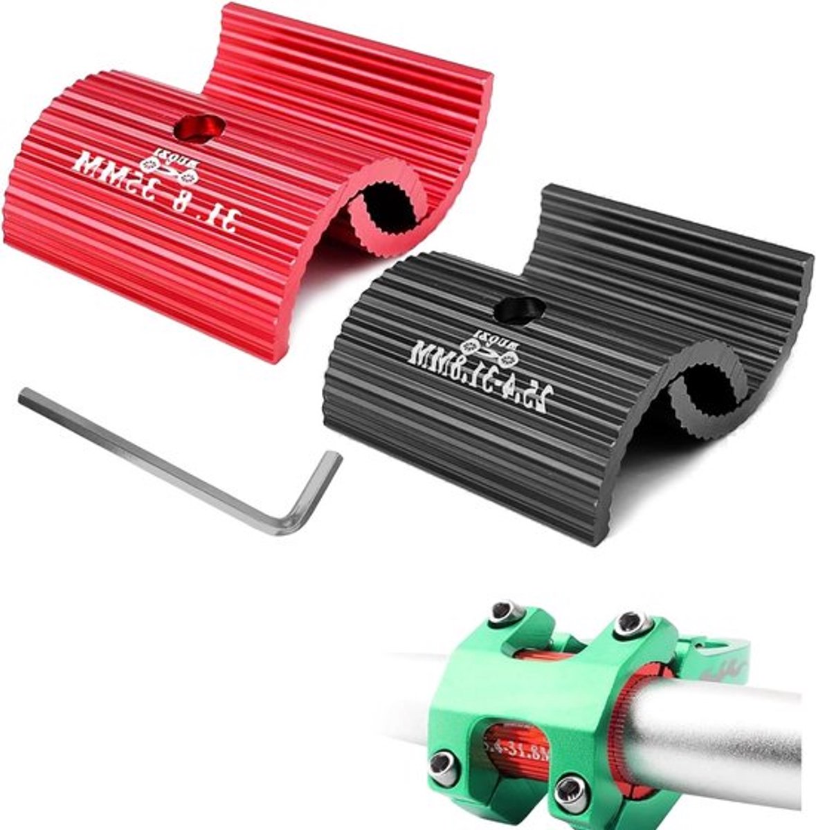 Fietshandvat Stem Shim Set van 2, Aluminium Conversie Shims voor Handlebar, Reducer 25.4mm naar 31.8mm en 31.8mm naar 35mm, Geschikt voor de meeste Fietsen en Racefietsen