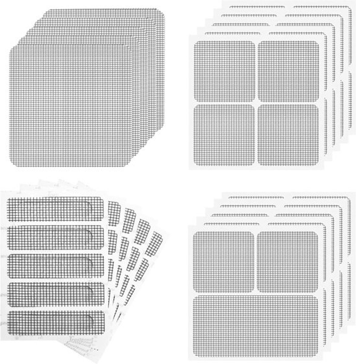 Raambeschermingsreparatieset - 20-delige zelfklevende glasvezelpakket met 4 gaasstijlen, ideaal voor het snel repareren van insectenhorren en het voorkomen van muggen en insecten.
