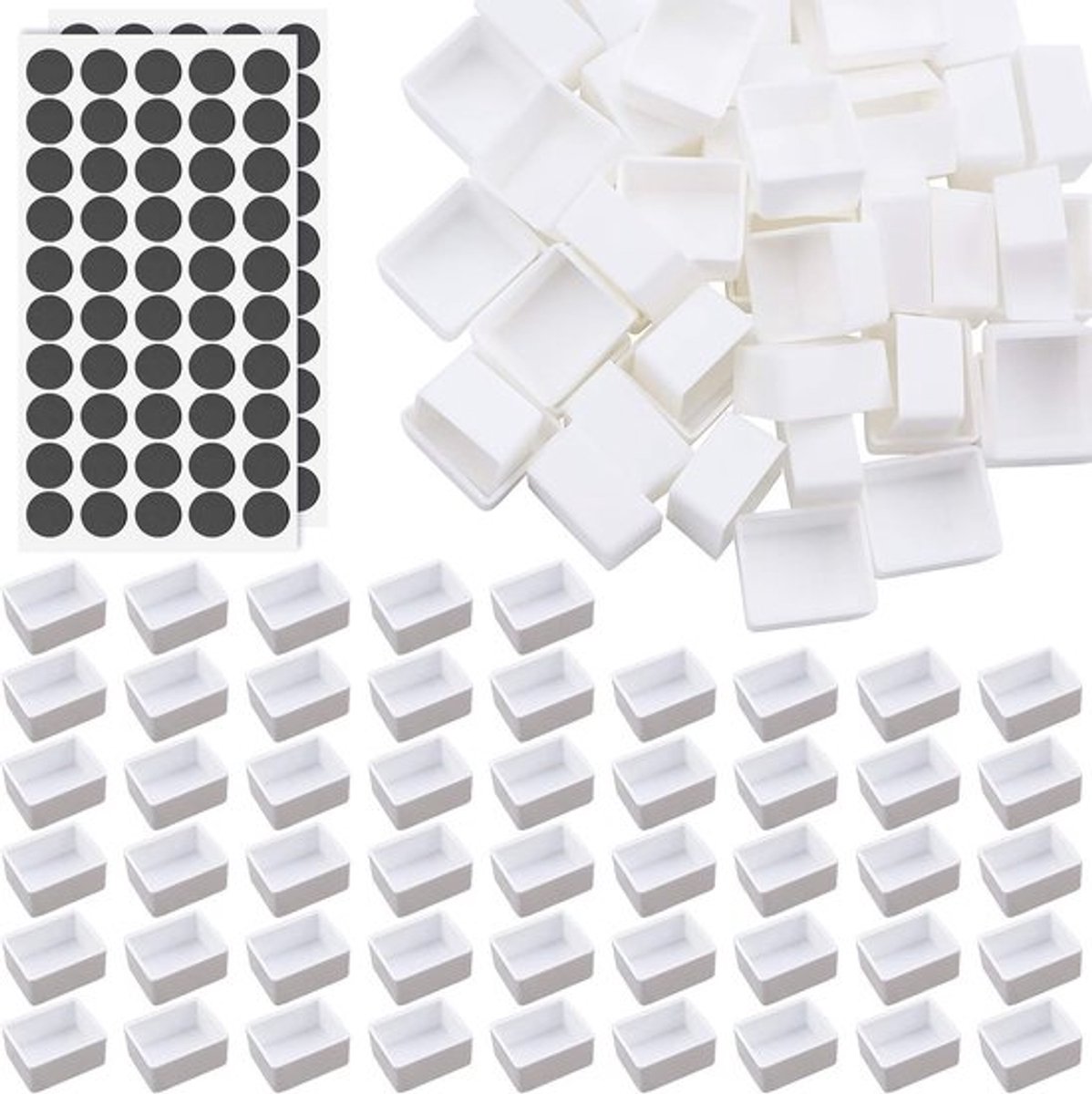 Set van 24 Watercolor Half Pans met Magnetische Strip - Lege Plastic Verfpan Kits voor DIY Aquarel, Olieverf en Acrylverf in Reisetui voor Kunst en Tekenen