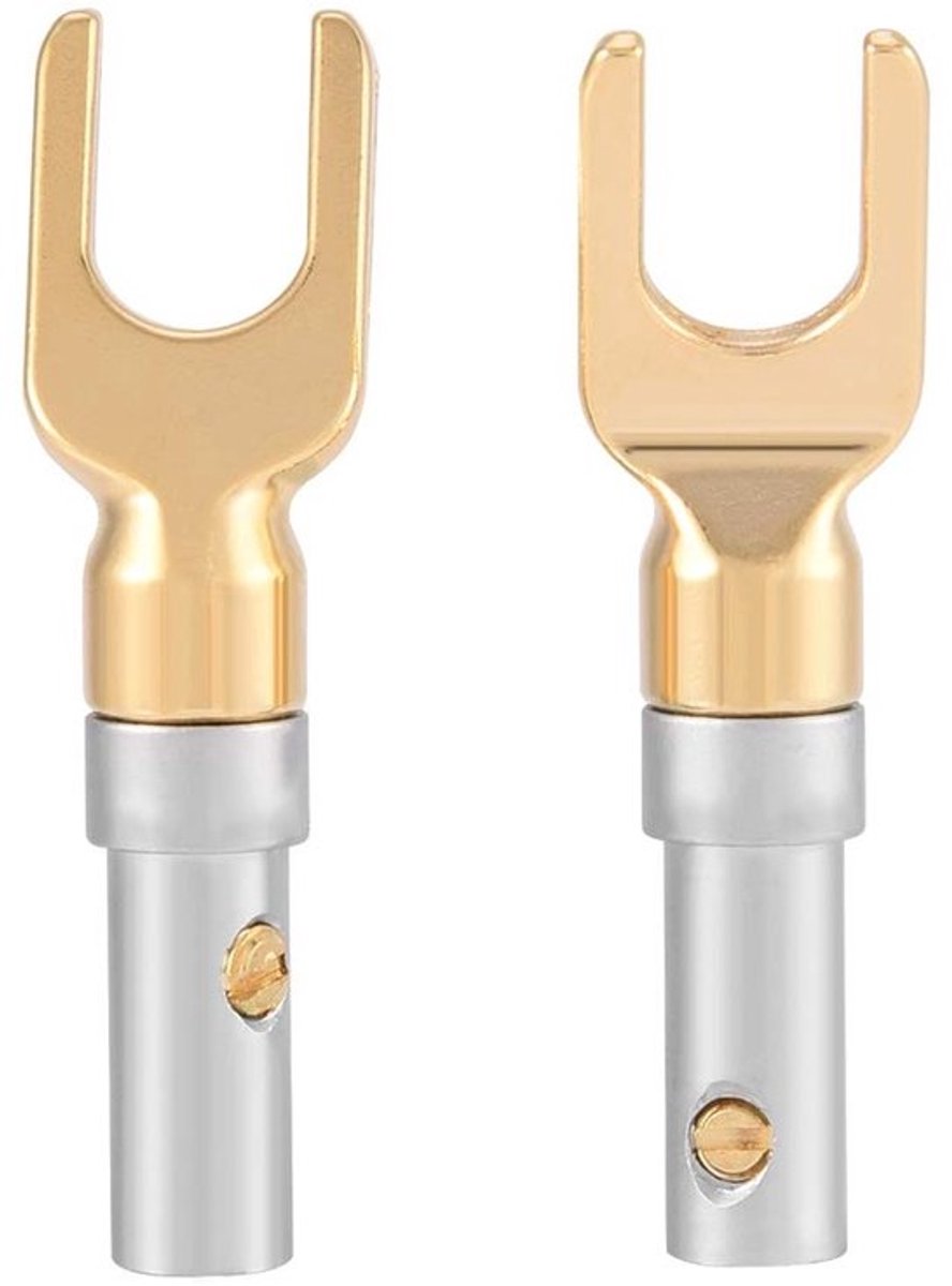 Hoogwaardige 4mm Banana U Fork Y Spade Plug Speaker Wire Connector - 6 Stuks Goud Geplateerd voor Betrouwbare Geluidsverbindingen