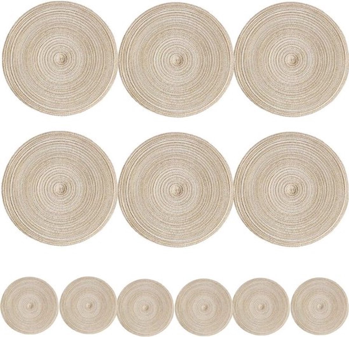 Ronde geweven placemats set van 12 stuks - antislip, warmtebestendig en wasbaar - tafelmatten voor eetkamer en feesten
