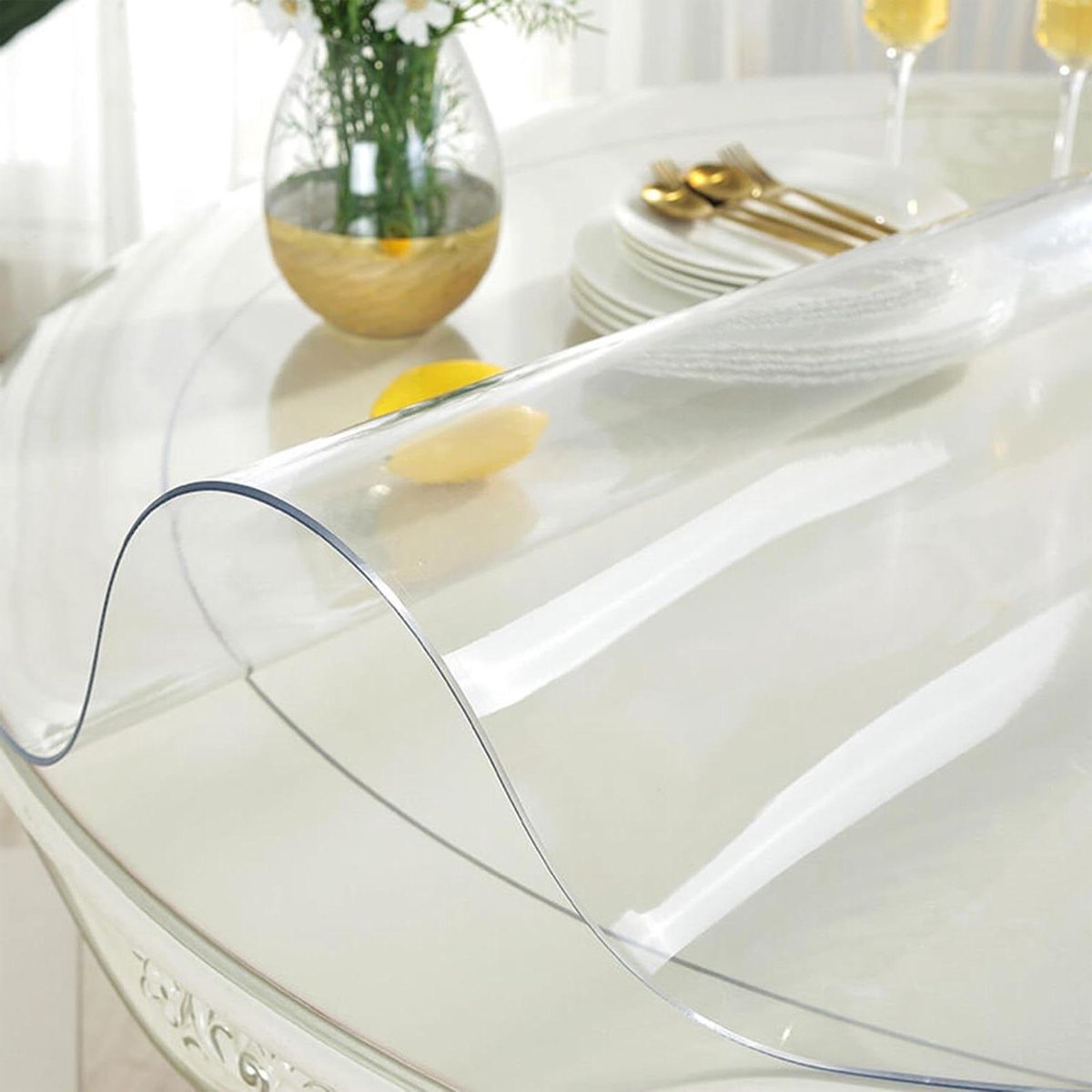 Tafelkleed Beschermer - Tafelmat Plastic - Tafel Beschermen - Waterdicht Hittebestendig - 86 cm Diameter - Transparant