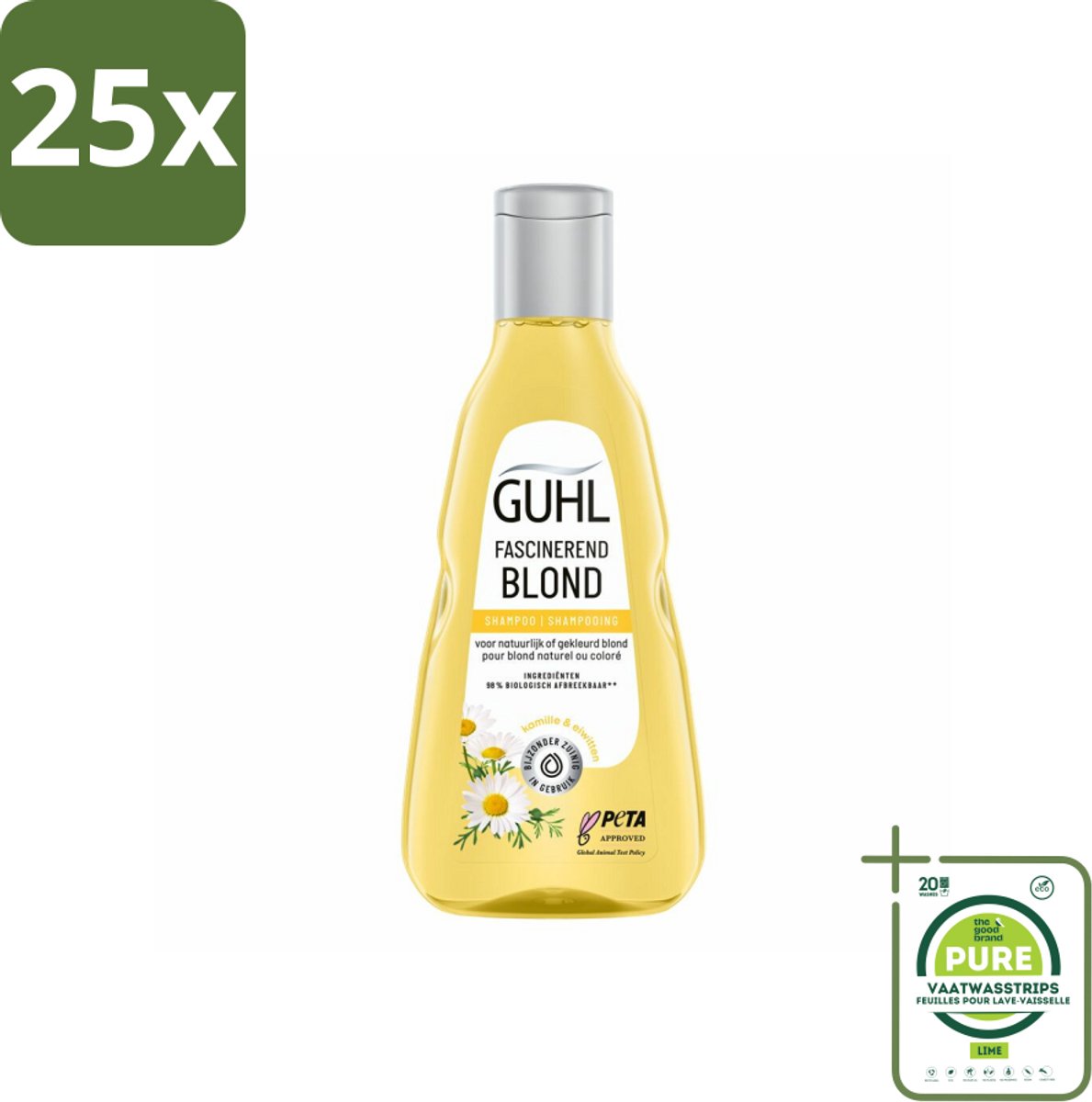 25 x Guhl - Shampoo - Colorshine Blond - 250 ml - Grootverpakking - Blond Haar - Glans Shampoo - Kleurverzorging - Chardonnay-bes - Blond Shampoo