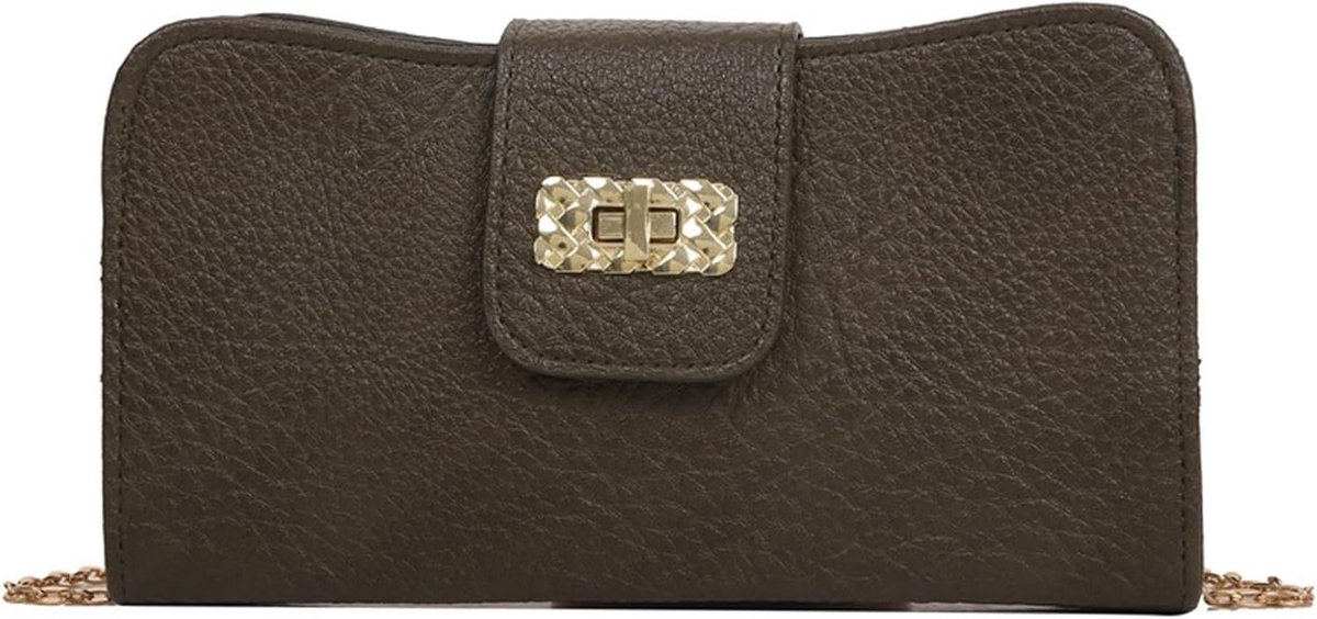 Schoudertas Dames - Handtas Portemonnee - Dagelijks Gebruik - Kettingriem Verstelbaar - 26 x 14.5 x 7 cm - Donkergroen
