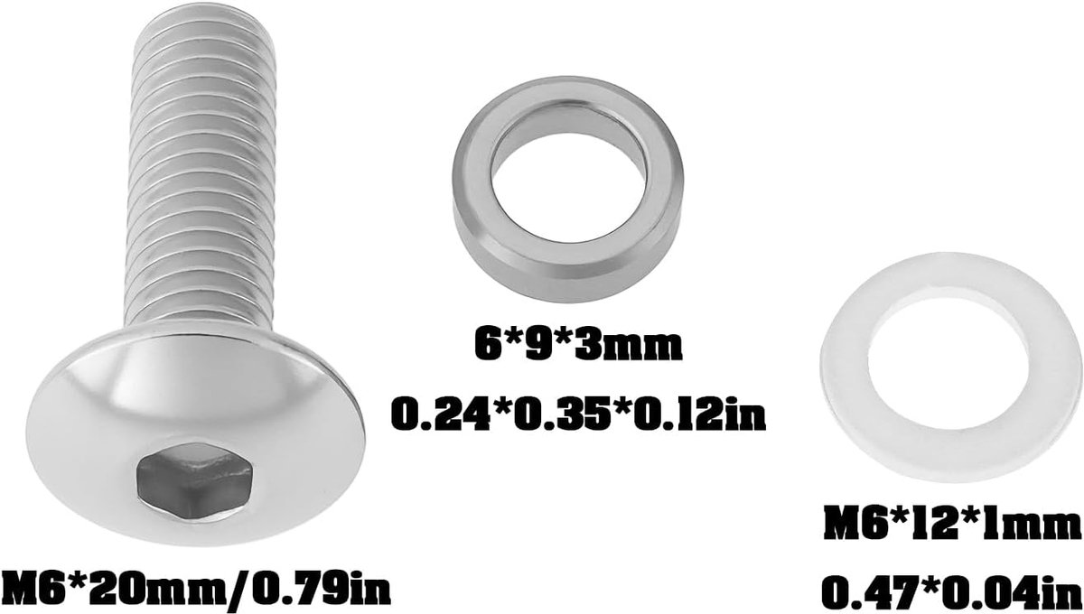 SnelShoppen - 4 Sets Motorfiets Kuip Spatbord Bouten M6x20mm, 6x9x3mm Kragen en M6x12x1mm Ringen voor Triumph Motorfietsen - Compleet en Veilig