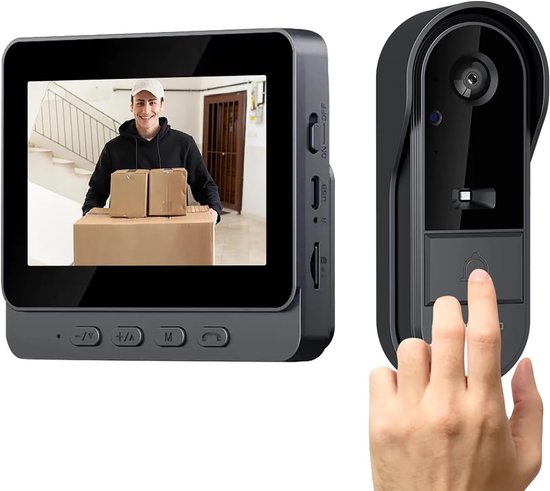 Draadloze Videodeurbel - Camera Deur Intercom - Huis Beveiligen - 4.3 Inch IPS Scherm - 1080p Resolutie - Zwart — afbeelding 4