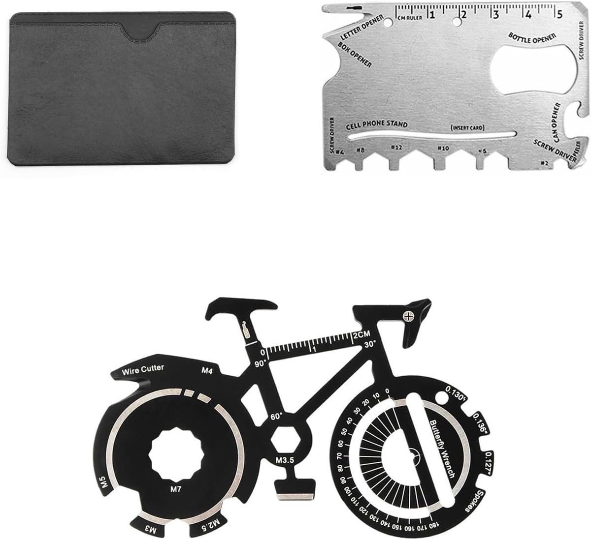 SnelShoppen - Multitool Sleutelhanger 2-Pack - Fietsgereedschap met Flesopener & Schroevendraaier (Zilver/Zwart) - Compacte Outdoor & Dagelijkse Geree