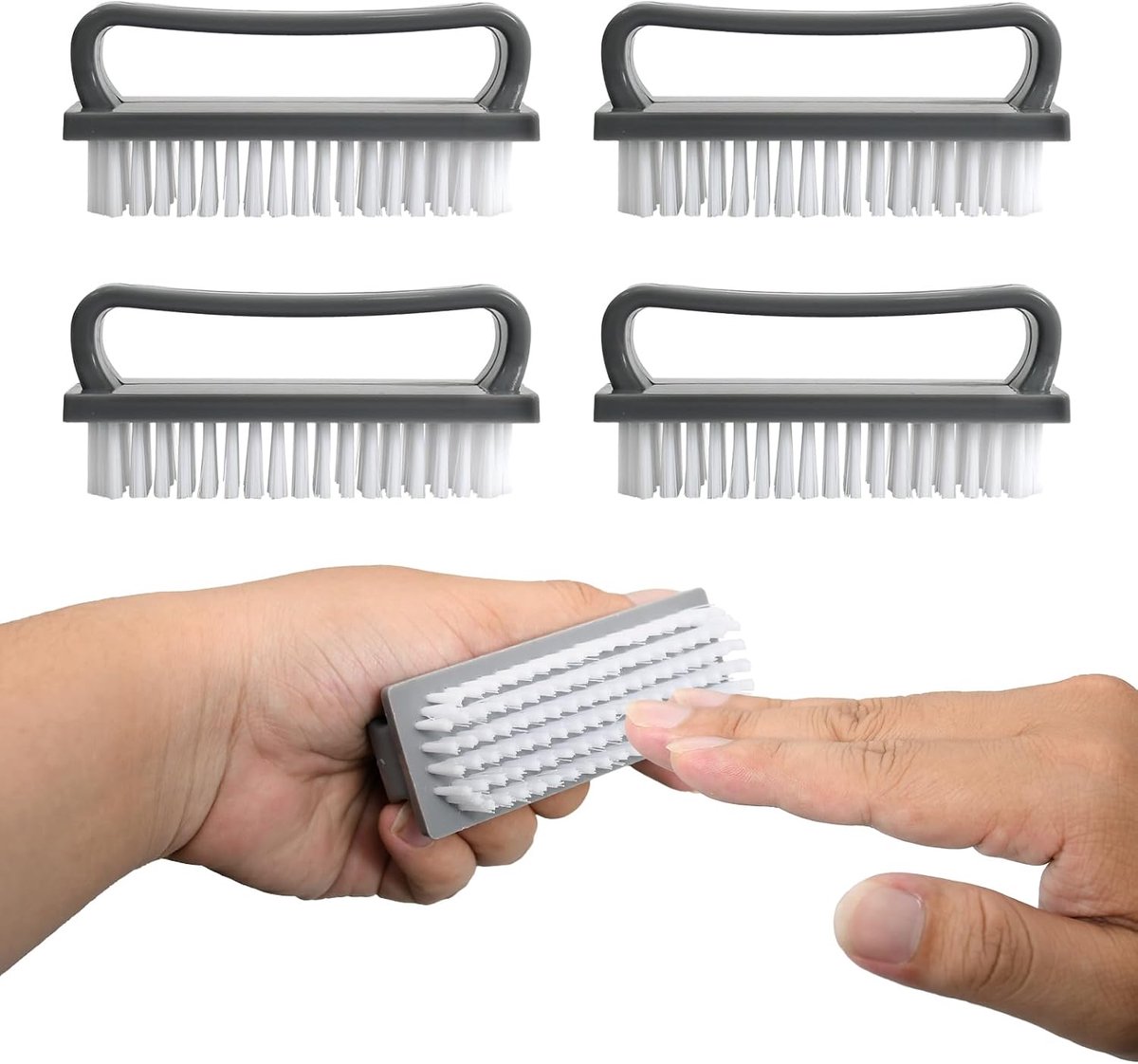 Nail Cleaning Brush with Handle, Nail Brush Practical Set of 4, Nail Brushes Sturdy and Durable, Nail Brushes for - ShopVlot