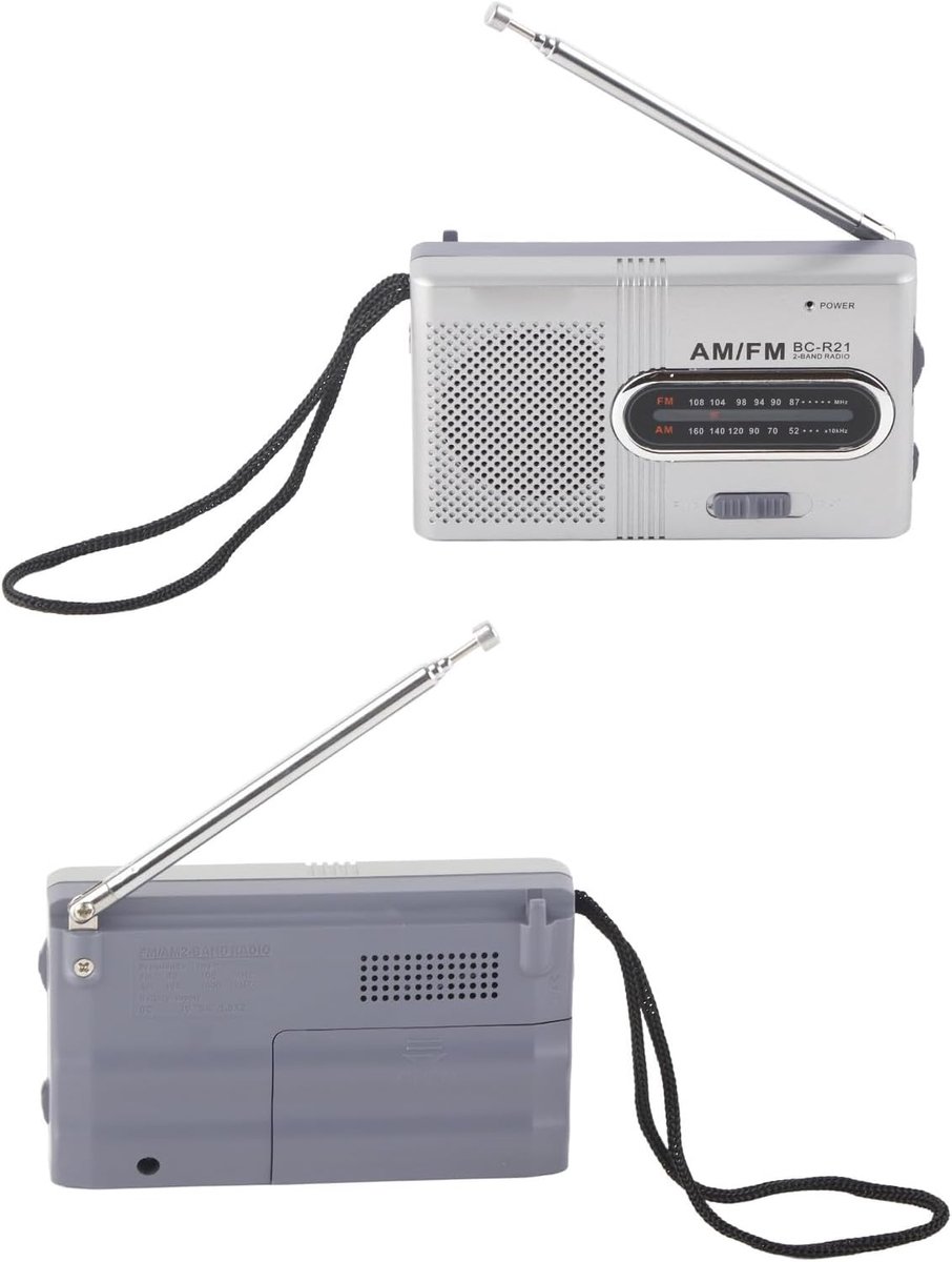 SnelShoppen - Draagbare AM/FM radio, mini stereo radio met luidsprekers, telescopische antenne, lichtgewicht en compact voor reizen en dagelijks gebru