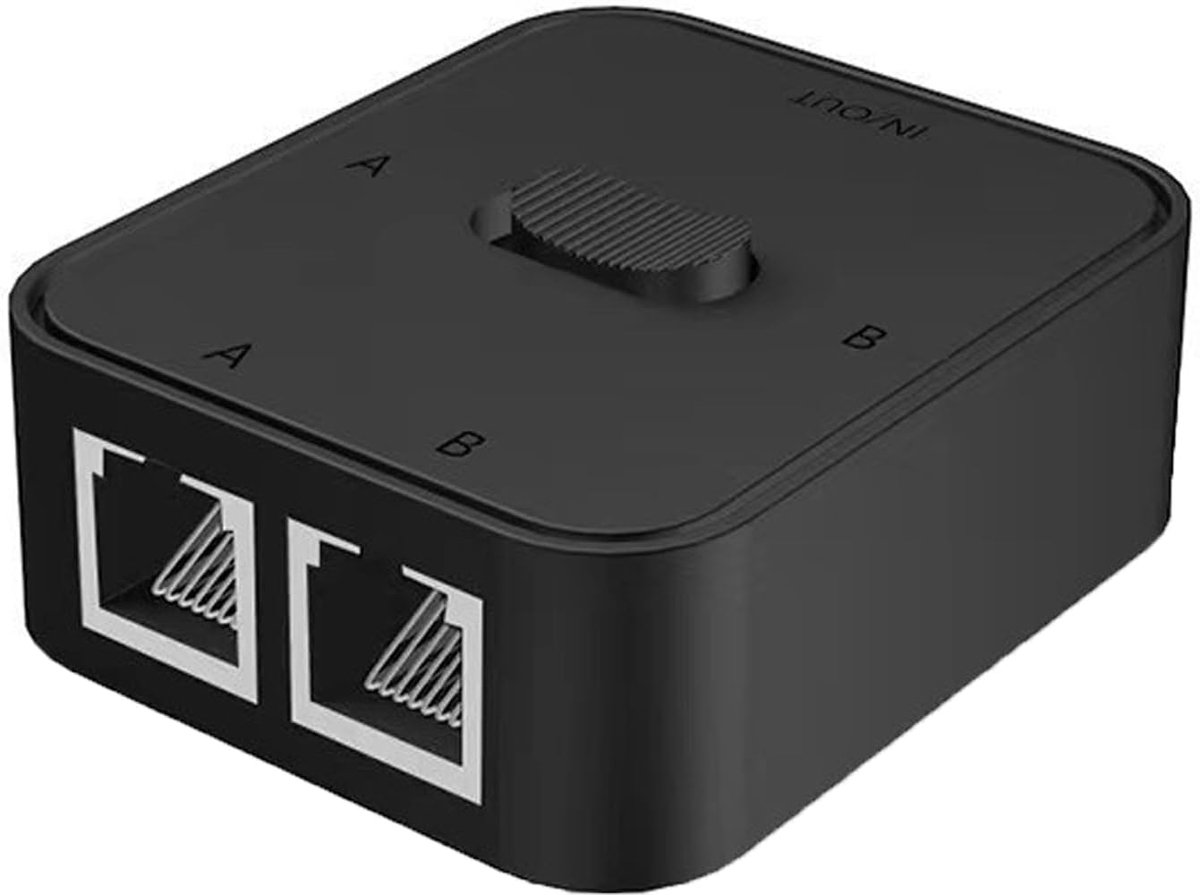 SnelShoppen - Netwerk LAN Switch 2 Poorten, Ethernet Switch 1000Mbps CAT7/Cat6A/Cat6/Cat5e/Cat5, 2-in-1 Netwerk Hub Zwart voor Thuis en Kantoor