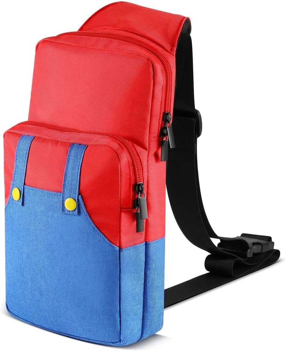 SnelShoppen - Transporttas Geschikt voor Switch, Schoudertas voor Switch Accessoires Console, Voedingsadapter en Dock Lader Rood