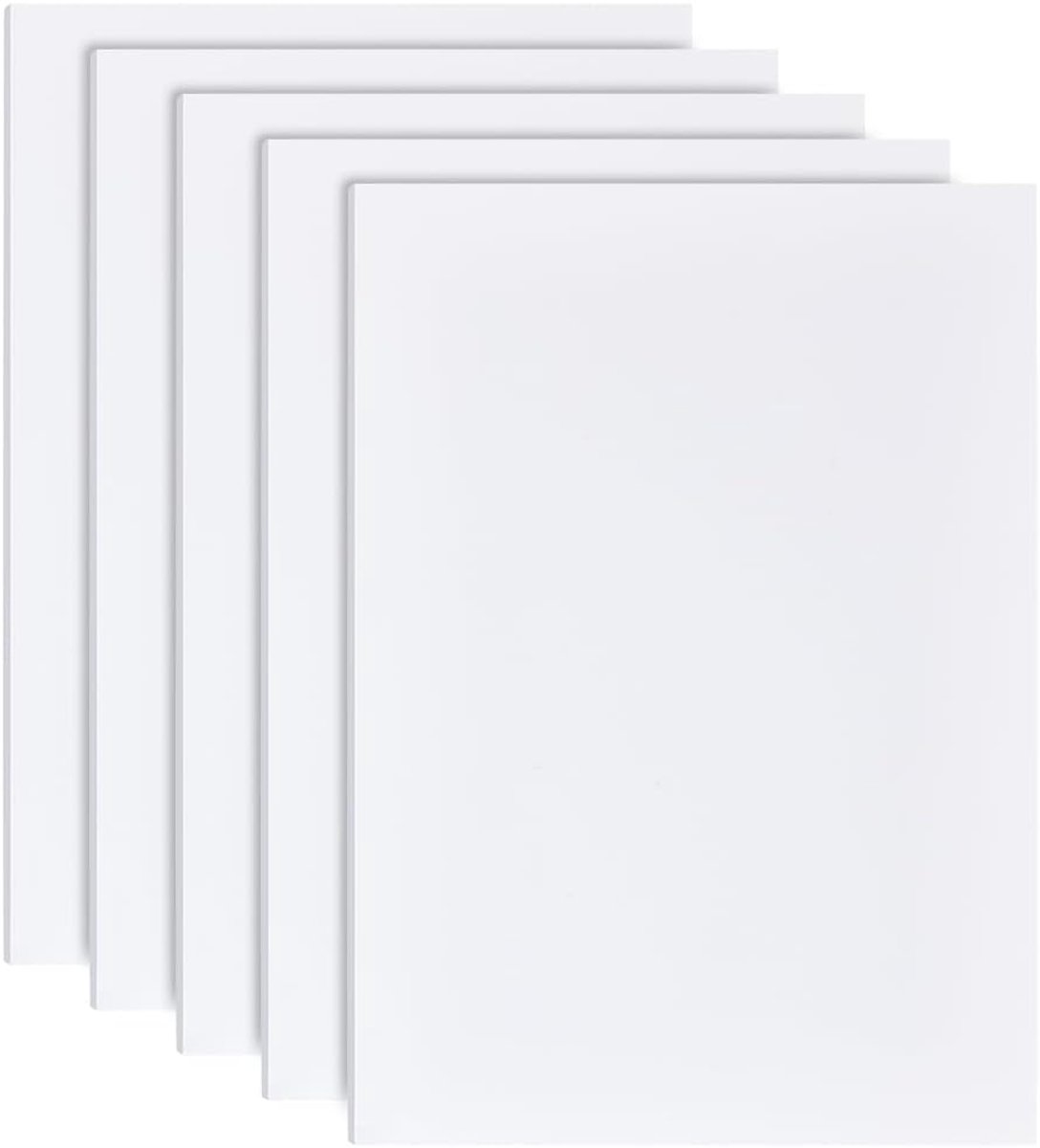 SnelShoppen - 5 Stuks 30x21cm Witte Foamplaten, 4mm Rectangulaire PVC Foam Board voor Knutselen, Kunst, Presentaties, Projecten en Displays