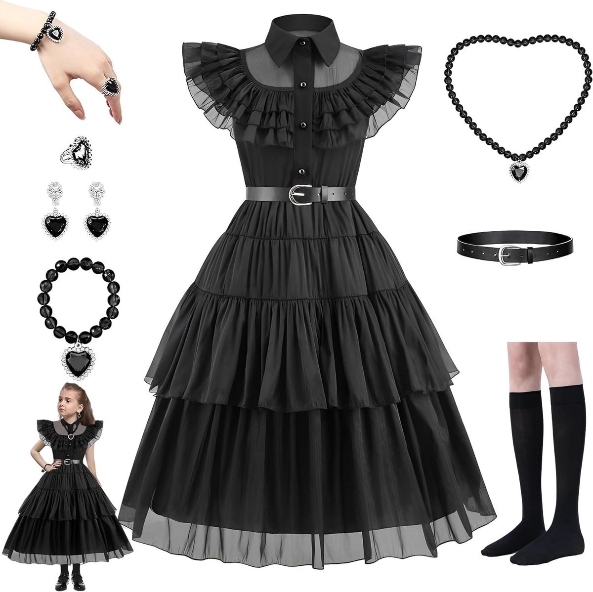 Carnaval Kostuum voor Meisjes - Gothic Cosplay Jurk voor Halloween en Feestjes - Perfect voor Themafeestjes en Verkleedpartijen