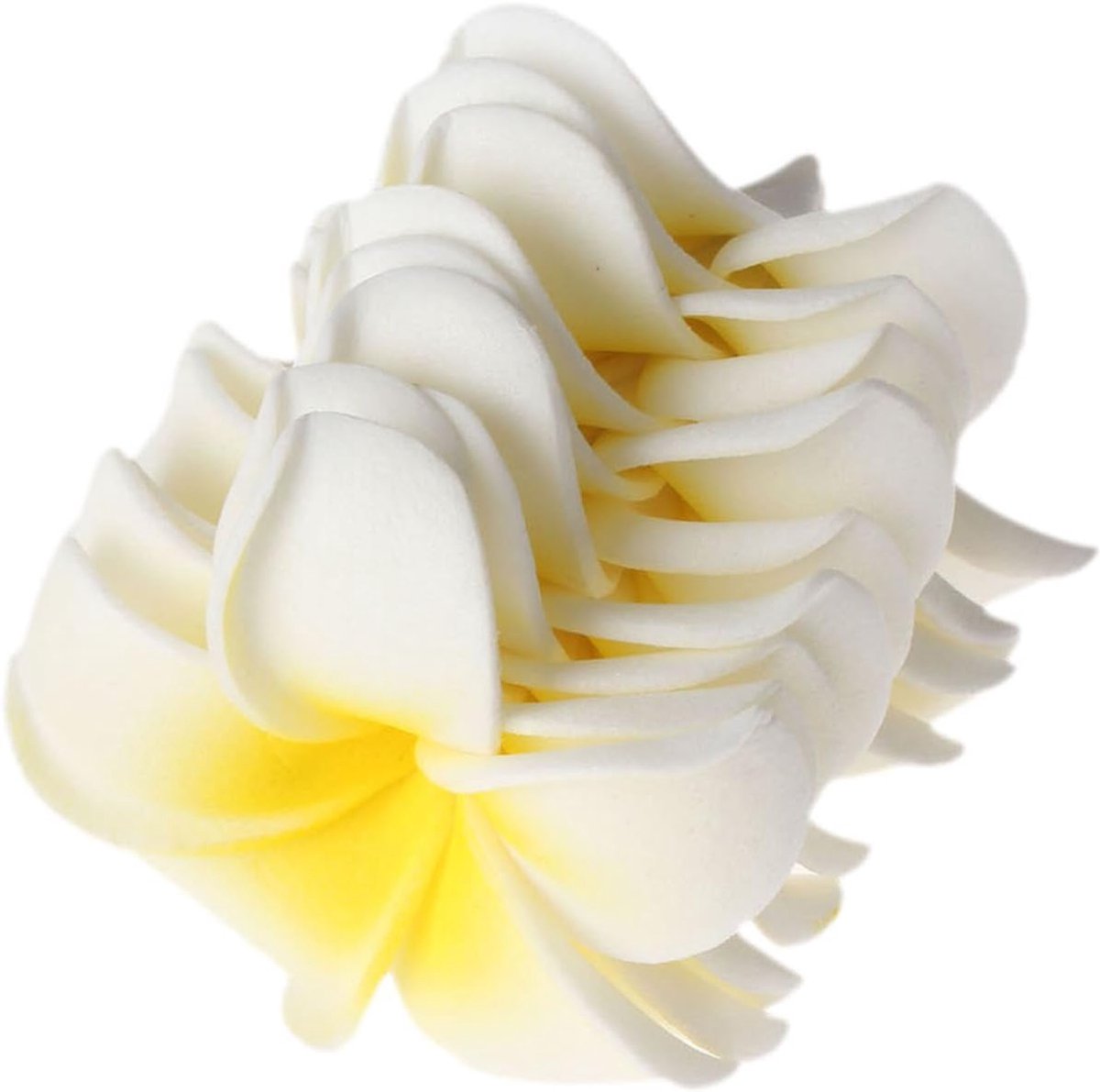 SnelShoppen - 10 Stuks Witte Gele Schuim Plumeria Kunstbloemen Hoofden Waterproof Drijvend voor Bruiloft, Pool Feesten, Haarstyling, DIY Creaties en D