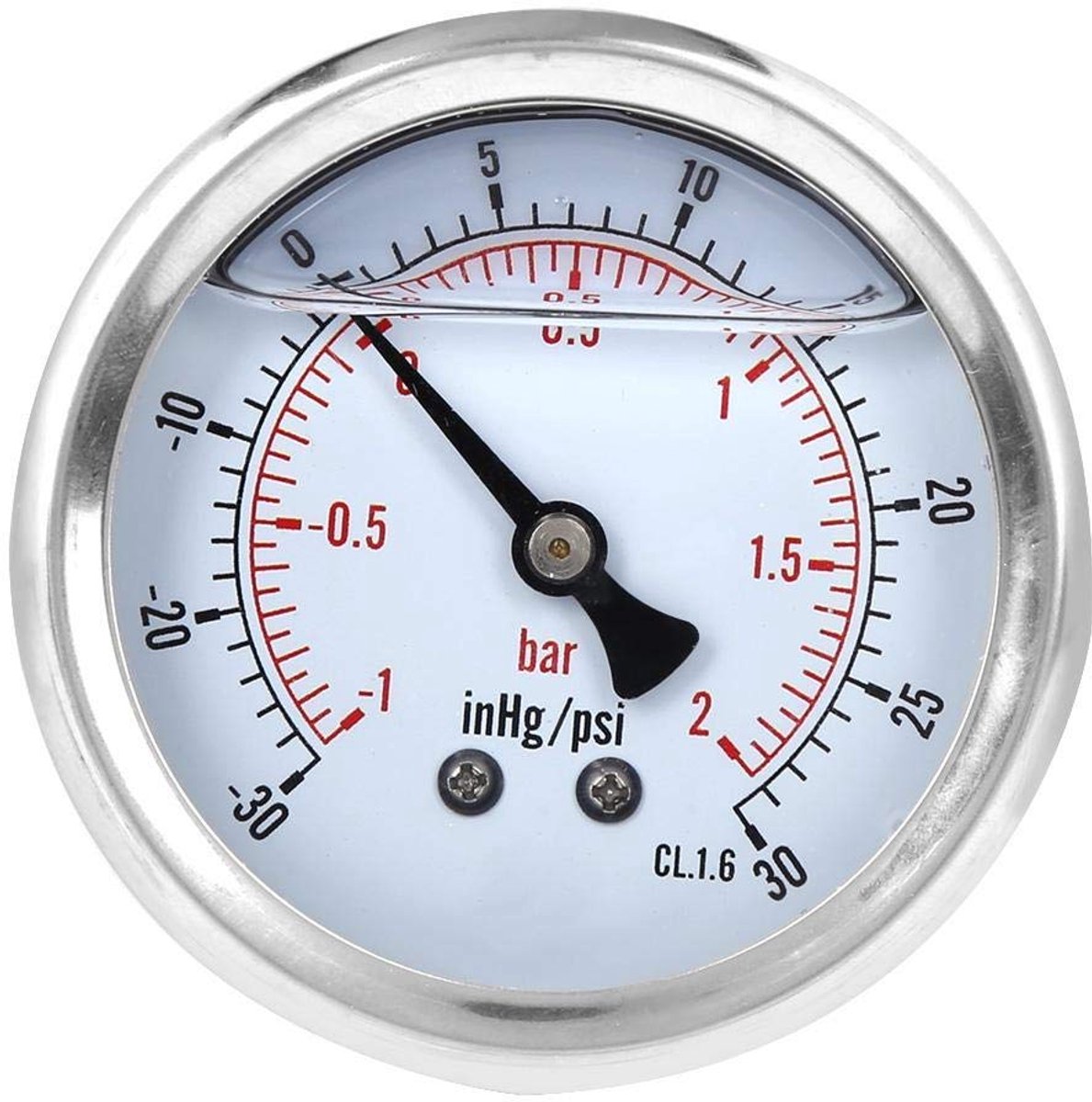 SnelShoppen - 1/4 BSP Oliegevuld Vacuümdrukmeter 2 bar Y60 Met Radiale Aansluiting, Roestvrijstalen Behuizing, Voor Mining Drukmetingen
