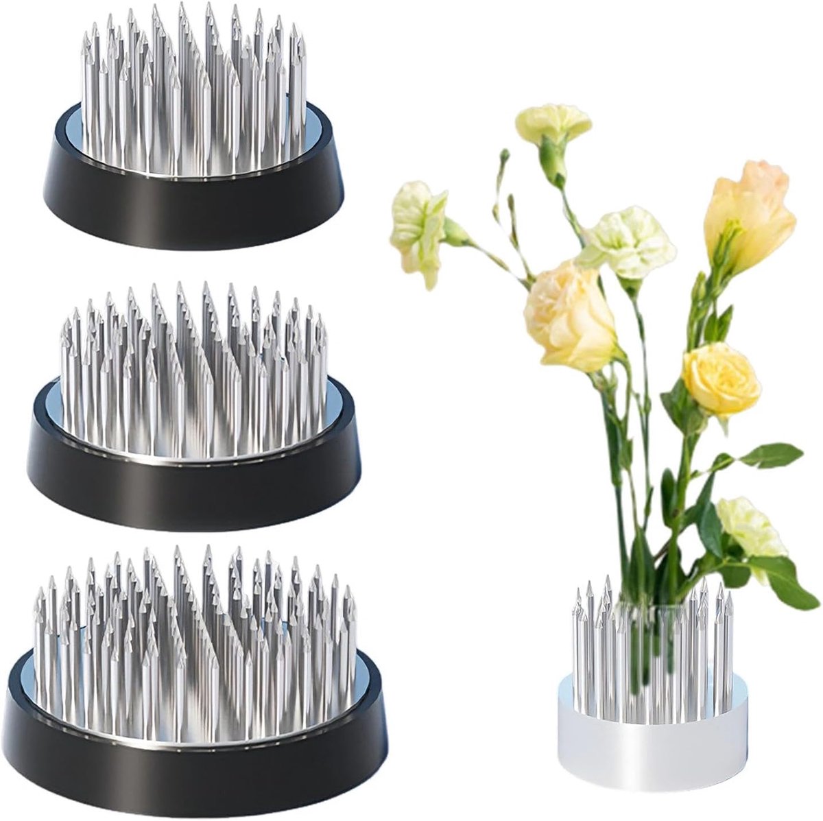 Ikebana vaas 4-delig - zilver - 4 maten D23 + D34 + D40 + D46 - eenvoudig bloemschikken - ShopVlot