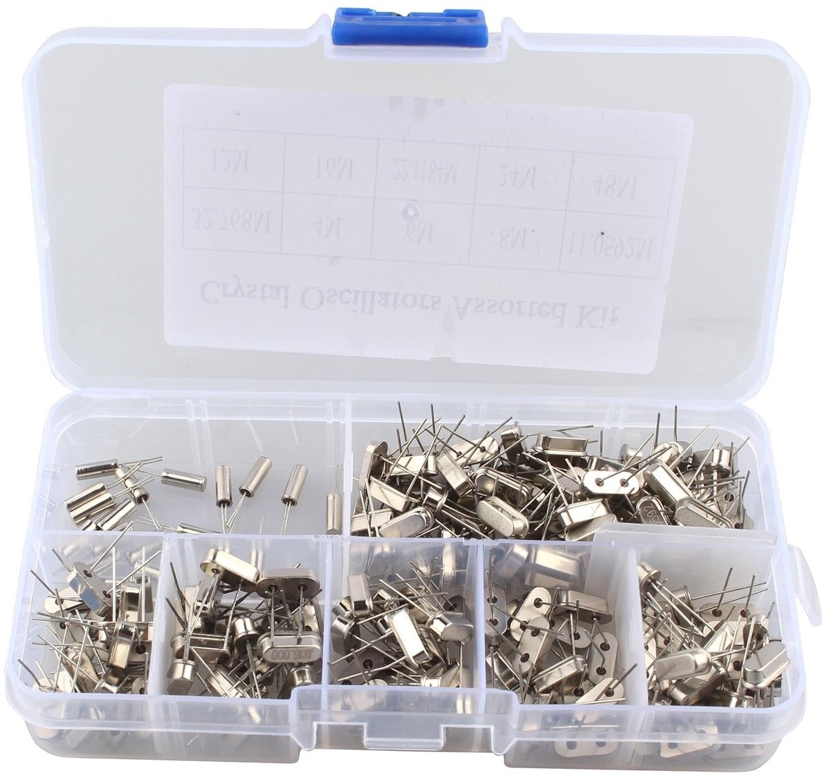 SnelShoppen - 200pcs 10 Waarden 32.768KHz~48MHz DIY Quartz Kristal Oscillator Assortiment Kit met Plastic Doos
