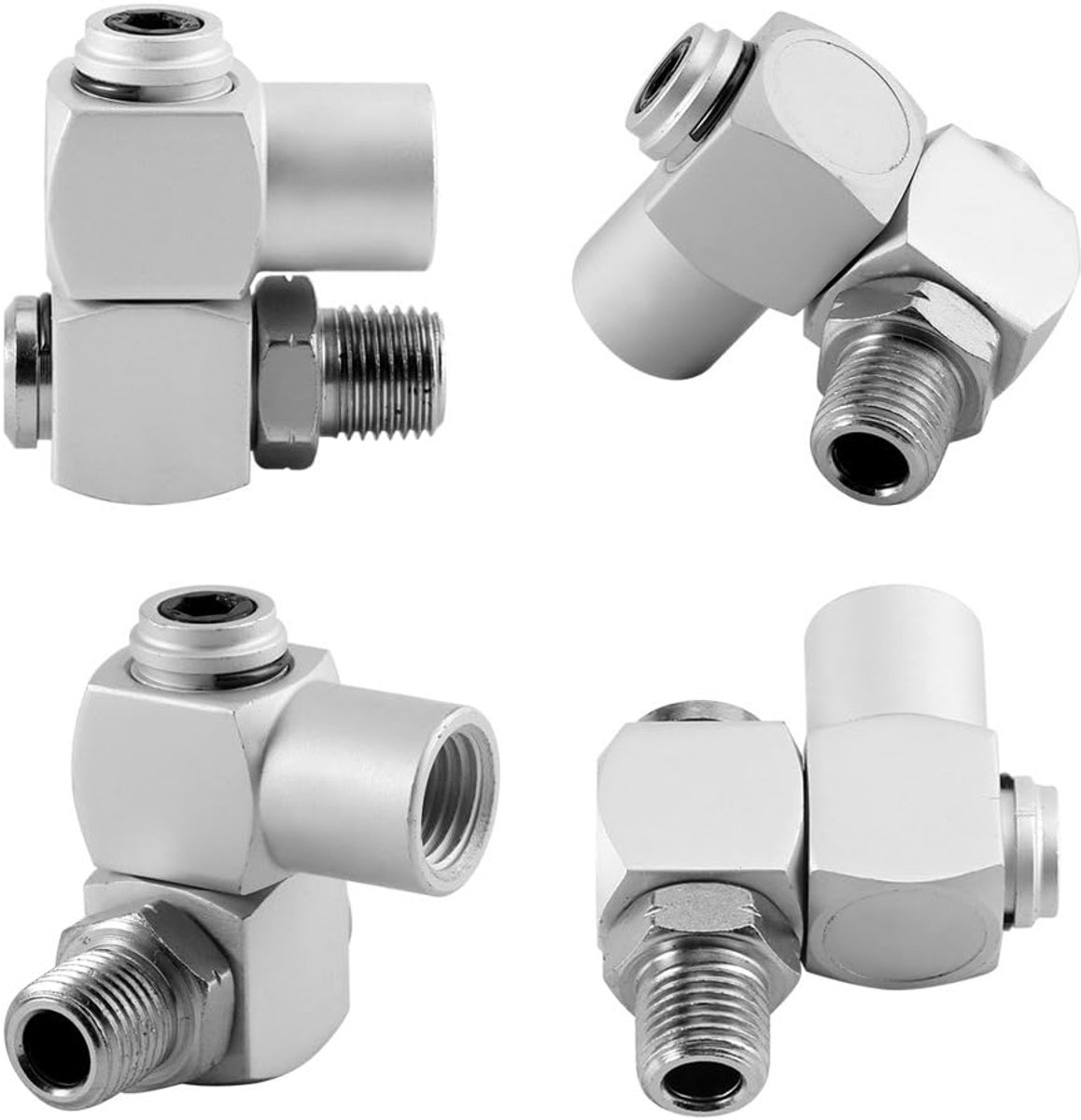 SnelShoppen - 360 Graden Lucht Slang Koppeling, Universeel Draaiende Lucht Adapter Tool Aansluiting, 4 Stuks voor Compressor Verbinding