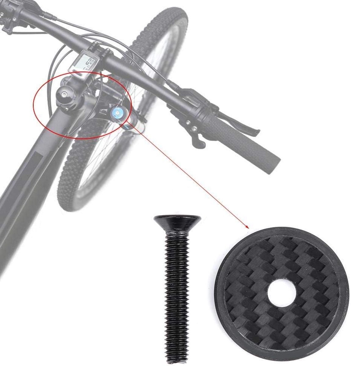 SnelShoppen - Carbon Fiets Hoofdset Top met Schroef - Lichtgewicht en Duurzaam - Eenvoudig te Installeren - Voor de Meeste Fietstochten - Waterproof