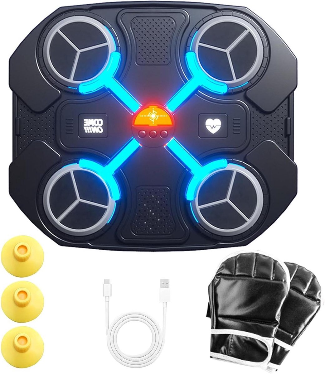 Muziek Boksmachine - Bokstrainer - Fitness Verbetert - Bluetooth Connectiviteit - 32x27.5cm - Zwart