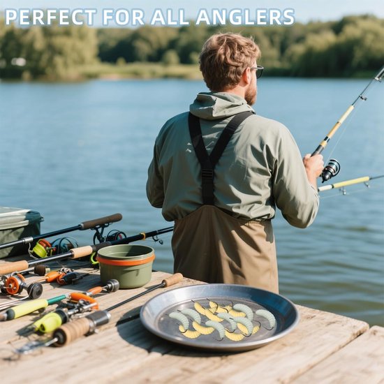 SnelShoppen - 60 Stuks Rubber Maden Vislures met Haken - 30 Normale + 30 Luminous Gloormaden, 22mm Forel, Blauwvin, Karper en Zoetwatervissen, Zachte van Snelshoppen — afbeelding 5