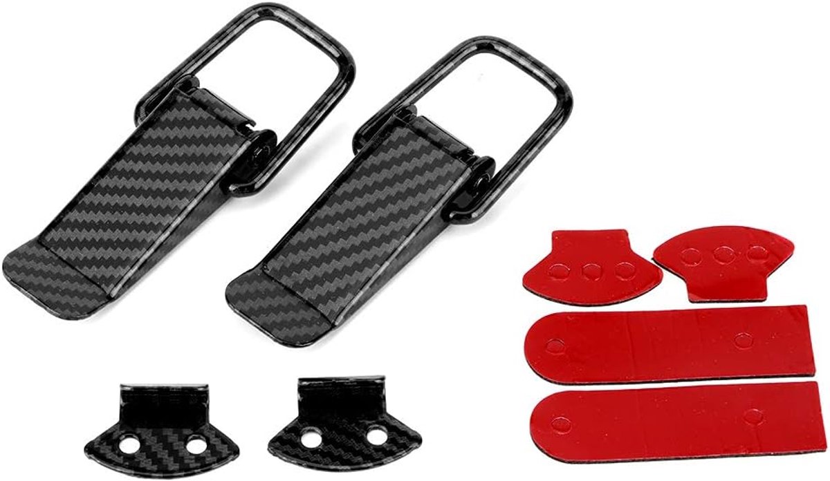SnelShoppen - Universele Auto Bumper Clip Hasp - Beveiligingshaak Slot Clip Kit - Snelle Bevestiging - Zwart Carbon Fiber Textuur - Voor Auto's - Veil