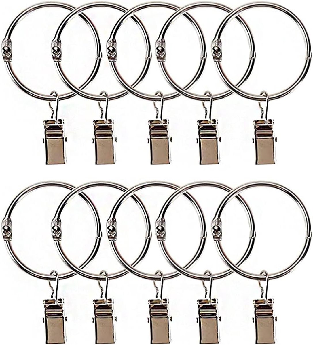 SnelShoppen - 40 Stuks RVS Matte Roestvrijstalen Gordijnringen met Clips 1,5 Inch - Zilver - Sterke Bevestiging voor Zware Gordijnen