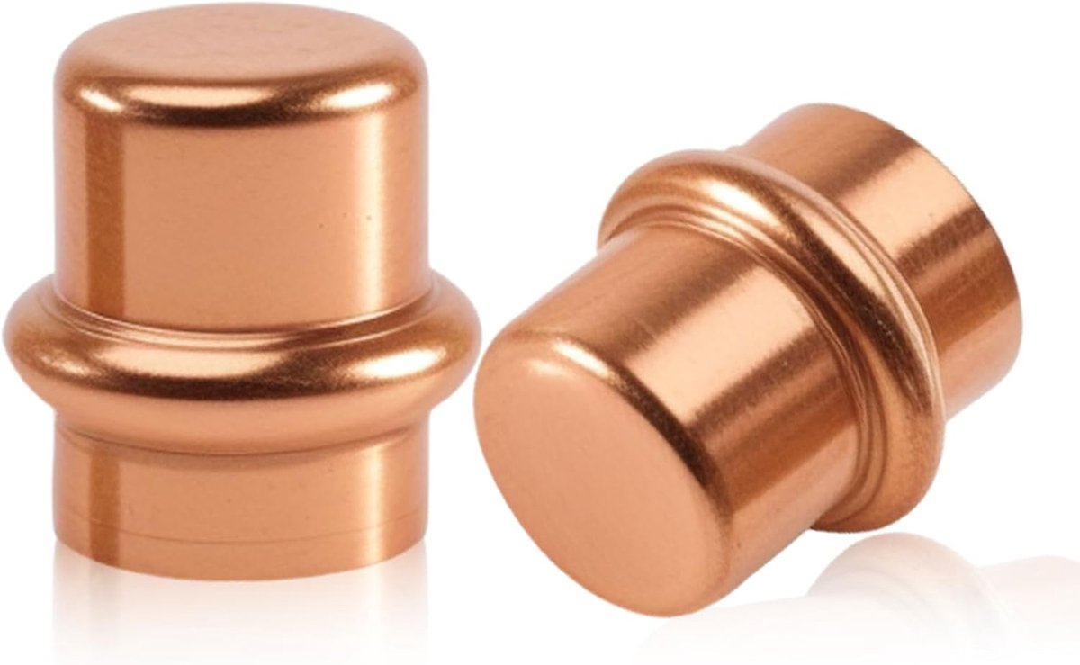 SnelShoppen - 2 Stuks Koper Persfitting Stopper 15mm, Perskap voor Drinkwater en Verwarmingssystemen, V-contour Eindkap voor Sanitair