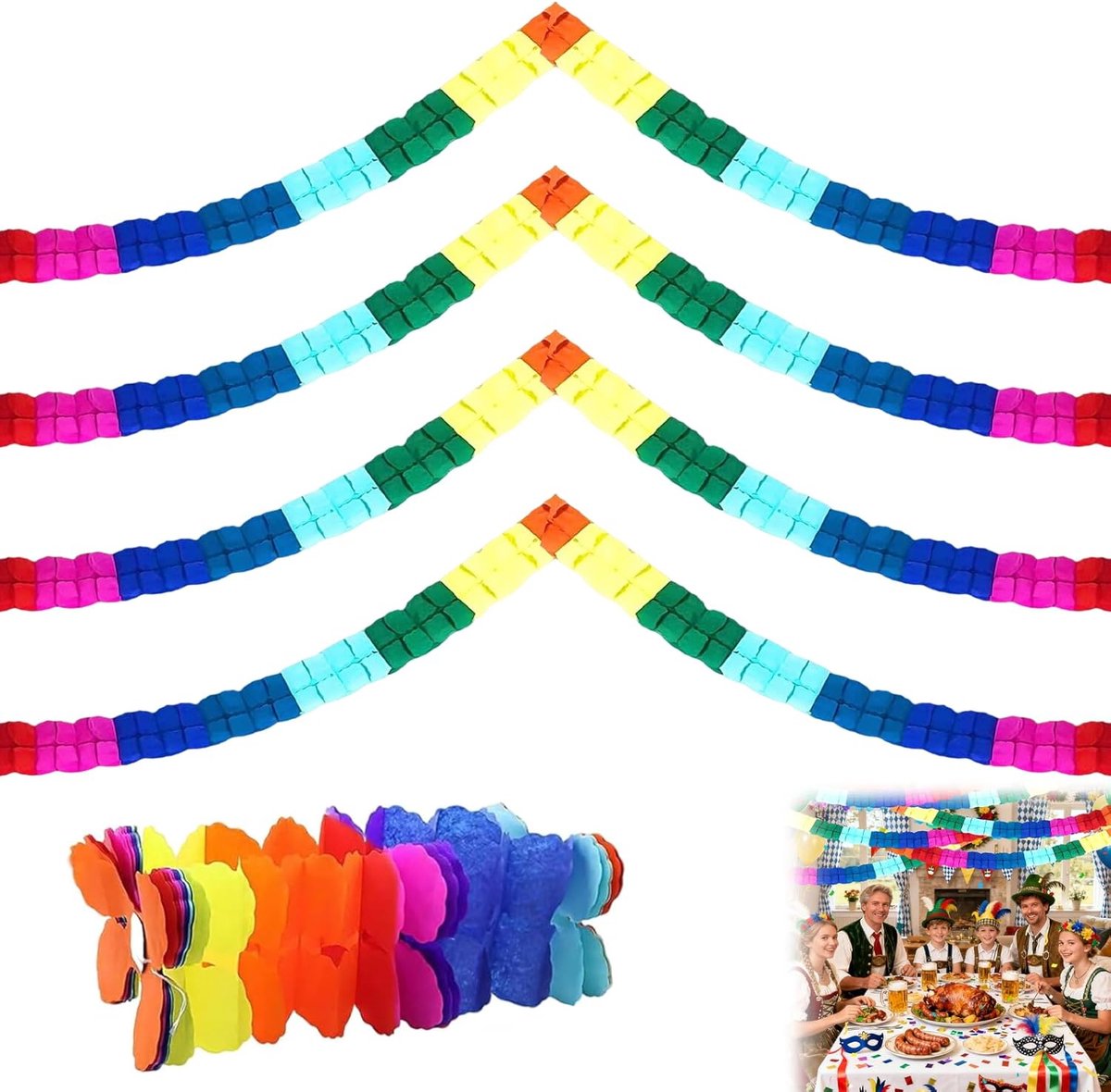 SnelShoppen - 8 Stuks Kleurrijke Bloemen Kransen Papieren Decoratie - Hangende Bloemen Kransen voor Verjaardag, Bruiloft, Afstuderen en Feesten - Fest