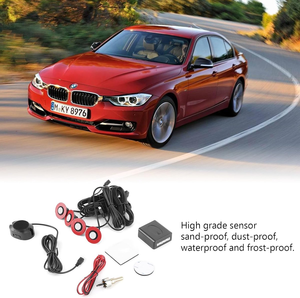 SnelShoppen - Reverse Kit 16.5mm Parkeersensoren Ingebouwde Achteruitrijsensor Alarm Kit met Vervanging voor Audio Buzzer Hulpsysteem (Wit)