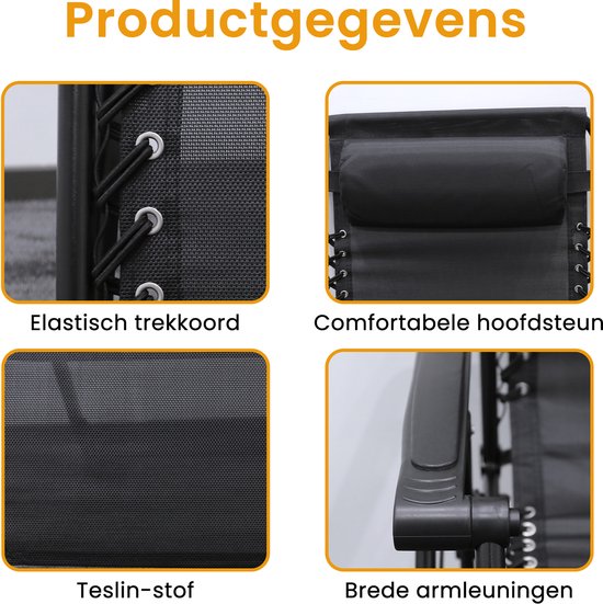 DAITORE - Opvouwbare Ligstoelen - Tuinstoelen - Verstelbaar - tot 150kg - Ademende Teslin-stof - met Kussen en hoofdkussen - Relaxstoelen - voor balkon, tuin, thuisgebruik en camping — afbeelding 2