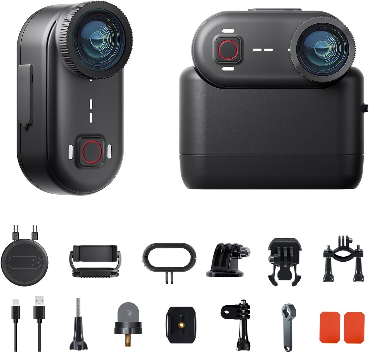 SnelShoppen - Mini-actiecamera 4K POV-bodycam met 20 MP, ingebouwde 64GB, wifi-afstandsbediening, 6-assige EIS-stabilisatie, tot 10 m waterdicht voor