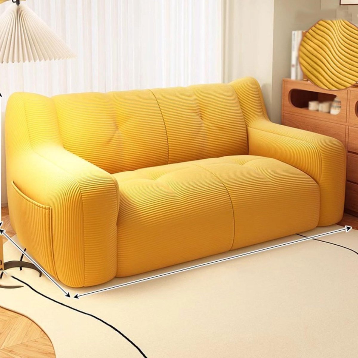 Zitzak Poef - Luie Bank Poef - Ontspannen Zitten - Machinewasbare Hoes - 125*65*50CM - Geel
