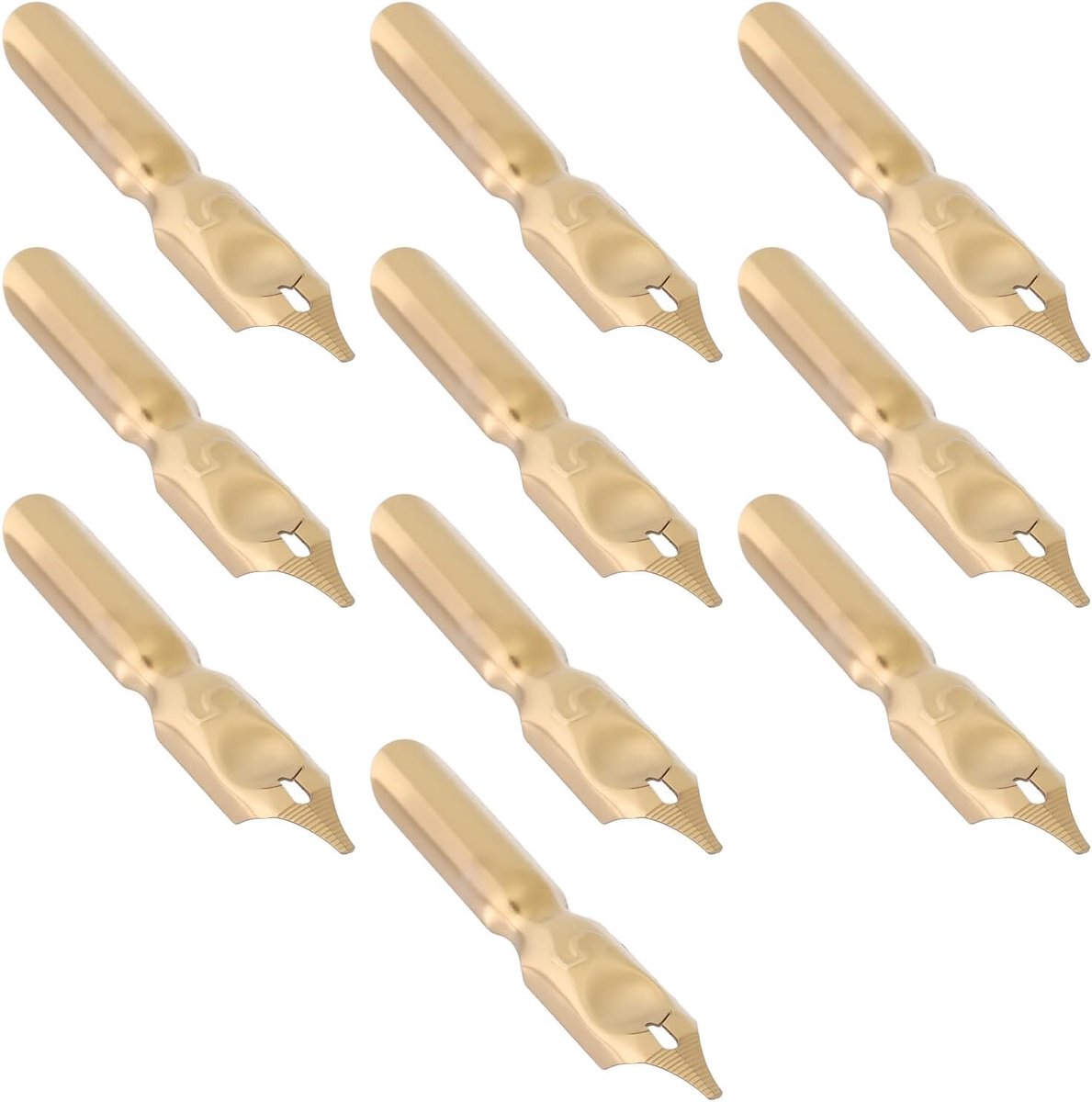 SnelShoppen - 10 Stuks 0.8mm Lijnbreedte Penpunt 304 RVS Vulpen Nib Geschikt voor Tekenen en Schrijven Goud