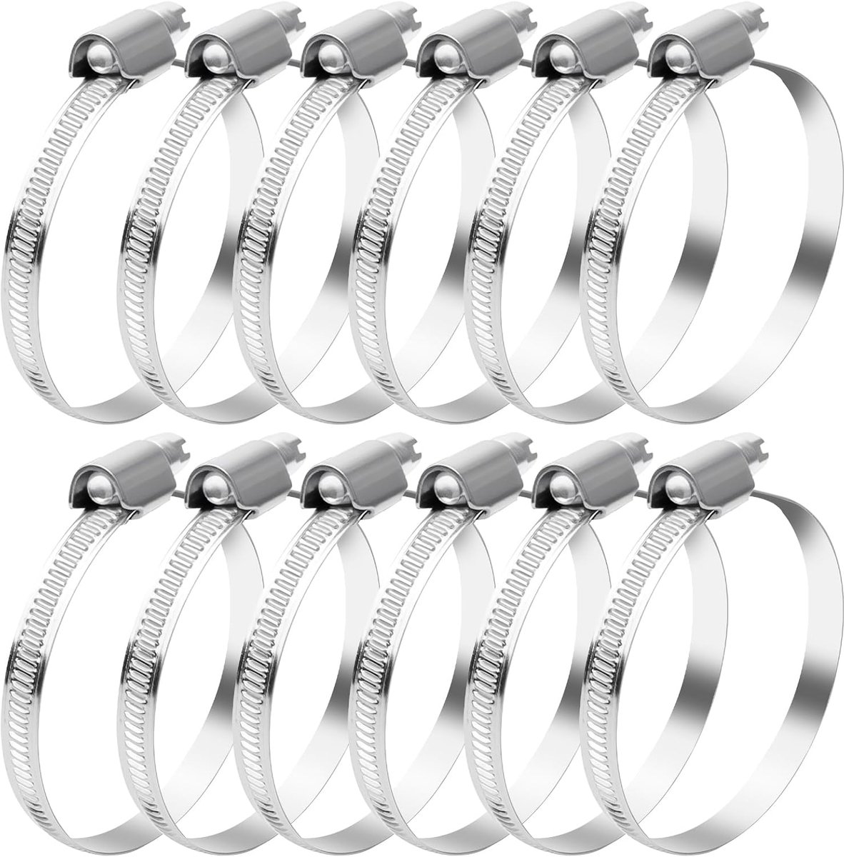 SnelShoppen - 12 Stuks Slangenklemmen RVS 50-70 mm | Hoogwaardige Slangklemmen Set Voor Water, Lucht en Brandstofslangen, Roestvrijstaal, Herbruikbaar