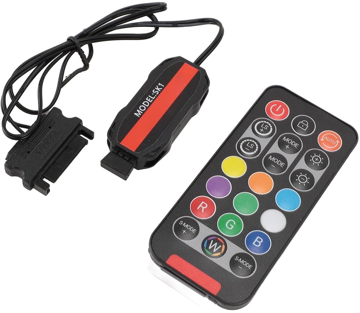 SnelShoppen - Serial ATA Power RGB Ventilator Controller Kit met 21 Toetsen, ARGB PC Ventilator Controller voor 5V 3 Pin LED Strips, Inclusief Afstand
