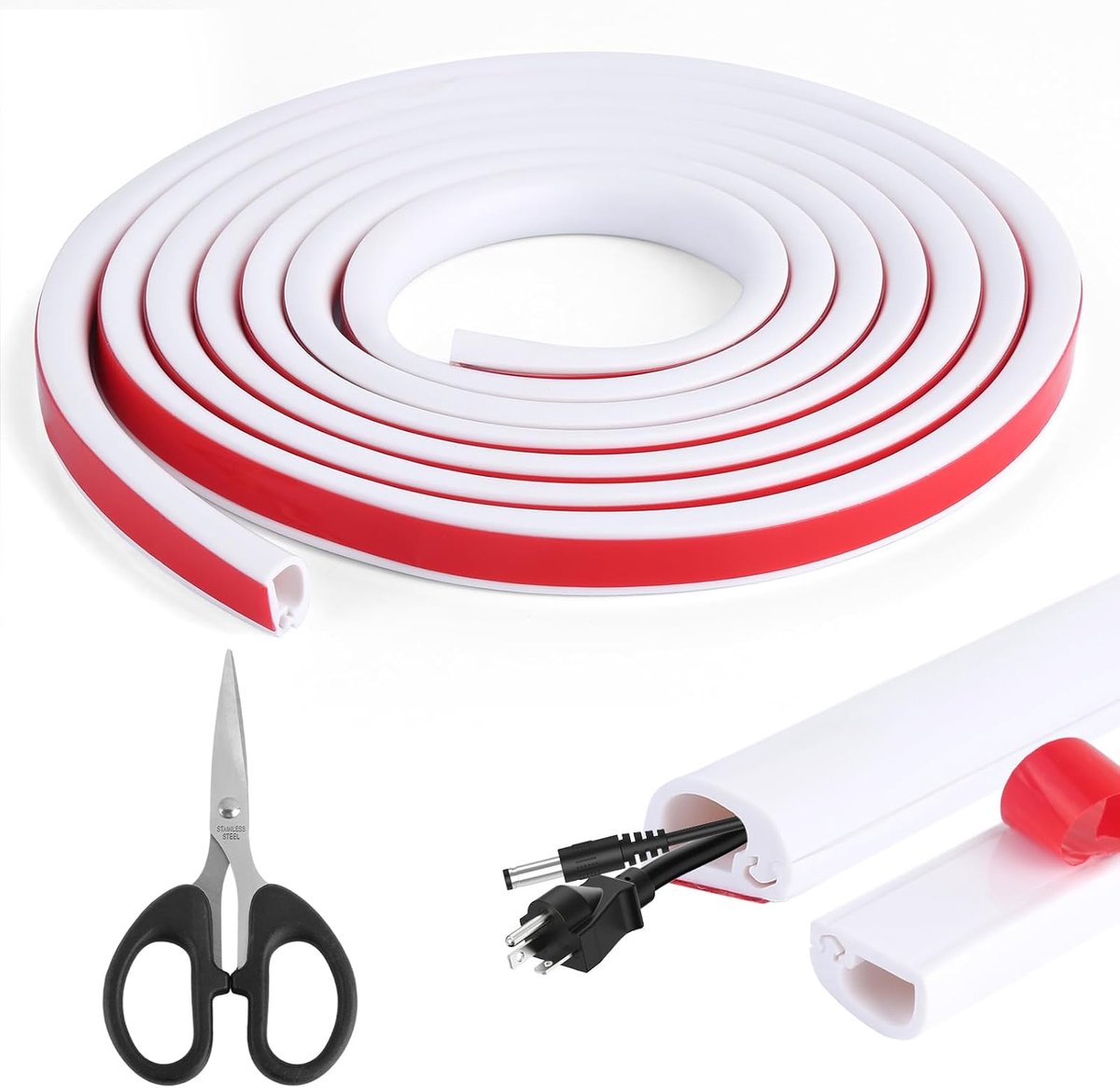 3m Cable Tray Self Adhesive PVC Cable Tray White Flexible Cable Bridge Base Mini Cable Cover Wall Cable Hide Without - ShopVlot