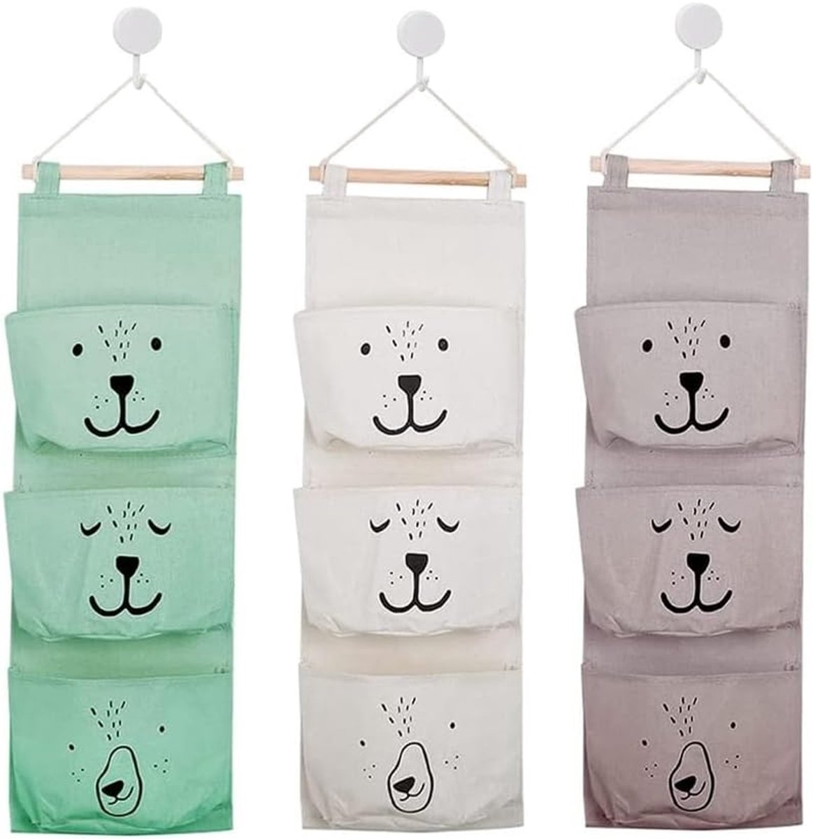 SnelShoppen - 3 Pack Waterdichte Wandopbergzakken Organizer voor Badkamer Slaapkamer Multifunctionele Hangende Opbergvakken in 3 Kleuren voor Kinderen