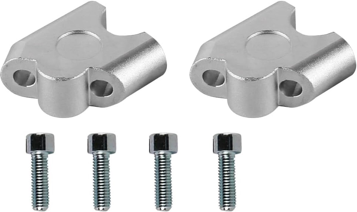 SnelShoppen - Stuurverhoger Zilver Verstelbaar CNC-Aluminium voor Motor met 30 mm Hoogte en 25 mm Achterwaarts Verplaatsing, Eenvoudig te Installeren