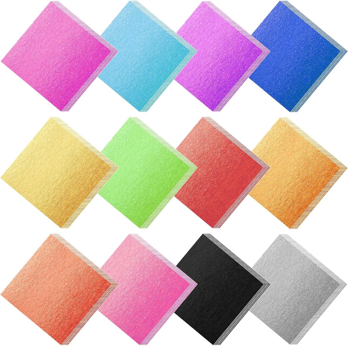 120 Vellen Goudfolie in 12 Kleuren voor Creatieve Projecten, Knutselen, Schilderen en Nageldecoratie